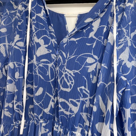 Jonathan Simkhai Harlowe Mini Dress Blue Amalfi Abstract Floral Long Sleeves - Picture 7 of 8